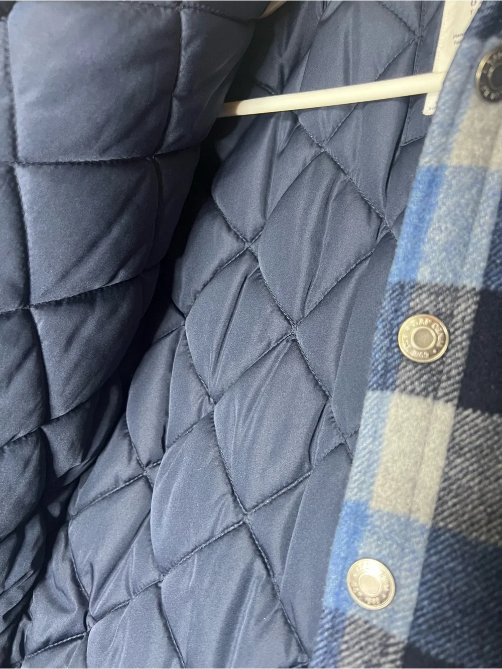 GAP Boys Blue Buffalo Plaid Quilted Shacket Jacket Size M 8